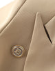 Light Brown Peaked Lapel Single Buckle Women Blazer with Belt