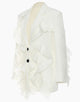 White Notched Lapel Ruffles Single Breasted Women Blazer