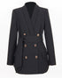Black Shawl Lapel Double Breasted Women Blazer with Belt