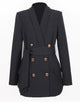 Black Shawl Lapel Double Breasted Women Blazer with Belt