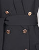 Black Shawl Lapel Double Breasted Women Blazer with Belt