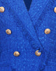 Royal Blue Notched Lapel Double Breasted Tassel Women Blazer