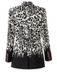 Black White Leopard Pattern Peaked Lapel Single Buckle Women Blazer