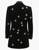 Black Peaked Lapel Crystal Decorate Single Buckle Slim Fit Women Blazer