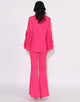 Fuchsia Notched Lapel Single Buckle 2 piece Ruffles Sleeve Women Suit