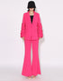 Fuchsia Notched Lapel Single Buckle 2 piece Ruffles Sleeve Women Suit