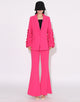 Fuchsia Notched Lapel Single Buckle 2 piece Ruffles Sleeve Women Suit