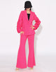 Fuchsia Notched Lapel Single Buckle 2 piece Ruffles Sleeve Women Suit