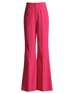 Fuchsia Notched Lapel Single Buckle 2 piece Ruffles Sleeve Women Suit