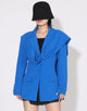 Royal Blue Peaked Lapel Single Breasted Slim Fit Women Blazer