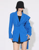 Royal Blue Peaked Lapel Single Breasted Slim Fit Women Blazer