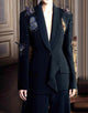 Black Shawl Lapel Crystal Sequin Butterflies 2 Pieces Women Suits