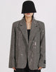 Fashion Sparkly Grey Notched Lapel Sequin Women Blazer