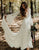 White V-Neck Lace Applique Boho Wedding Dress with Court Train