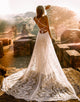 White Spaghetti V-Neck Backless Wedding Dress 2025