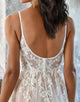 White Spaghetti Scoop Neck Backless Wedding Dress 2025