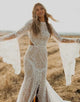 White Sheath Crew Long Sleeve Wedding Dresses 2025