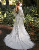 White A-Line Half Sleeve Lace Applique Wedding Dress 2025