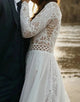 White Crew Lace Applique Wedding Dress 2025 with Court Train