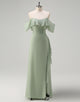 Light Green A-Line Strapless Tulle Long Prom Dress