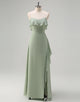 Light Green A-Line Strapless Tulle Long Prom Dress