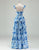 Blue A-Line Scoop Neckline Cascading Ruffles Prom Dress