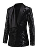 Black Sequin Shawl Lapel Tassel Women Blazer