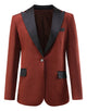 Rust Jacquard Peaked Lapel Single Buckle Women Formal Blazer