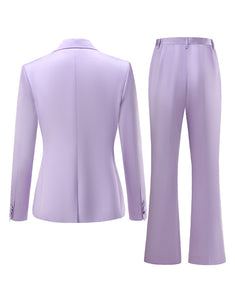 Purple Peaked Lapel Double Breasted Women Slim Fit Suit