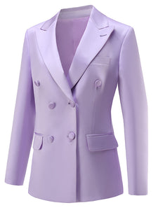 Purple Peaked Lapel Double Breasted Women Slim Fit Suit