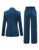 Peacock Blue Notched Lapel Pinstripe Women Slim Fit Suit