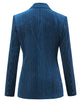 Peacock Blue Notched Lapel Pinstripe Women Slim Fit Suit