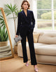 Navy Shawl Lapel White Spotted Pinstripe Women Slim Fit Suit with Belt