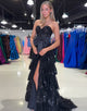 Gorgeous Black Sweetheart Cascading Ruffles Prom Dress with Bow