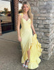 Yellow Sheath Sweetheart Asymmetrical Prom Dress