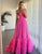 Fuchsia A-Line Strapless Cascading Ruffles Prom Dress