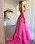 Fuchsia A-Line Strapless Cascading Ruffles Prom Dress