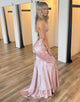 Pink Mermaid Spaghetti Back Lace-up Prom Dress