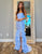 Sky Blue Strapless Mermaid Cascading Ruffles Prom Dress