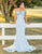 Mermaid Strapless Bow Lace Applique Prom Dress with Sweep Train