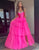 A-Line Strapless Cascading Ruffles Prom Dress with Slit