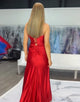 Mermaid Spaghetti Crystal V-neck Prom Dress with Slit