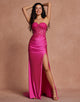 Fuchsia Sweetheart Mermaid Applique Long Prom Dress with Slit