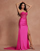 Fuchsia Sweetheart Mermaid Applique Long Prom Dress with Slit