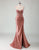 Dusty Rose Mermaid Spaghetti Sequin Applique Prom Dress