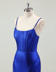 Royal Blue Mermaid Spaghetti Slit Prom Dress