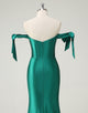 Mermaid Dark Green Sweetheart Neck Beaded Slit Prom Dress