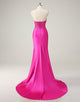 Fuchsia Mermaid Sweetheart Crystal Ruched Prom Dress