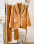 Camel Notched Lapel Single Buckle 2 Piece Women Suit