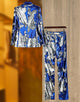 Royal Blue Fashion Shawl Lapel Single Buckle Sequin 2 Piece Women Suit